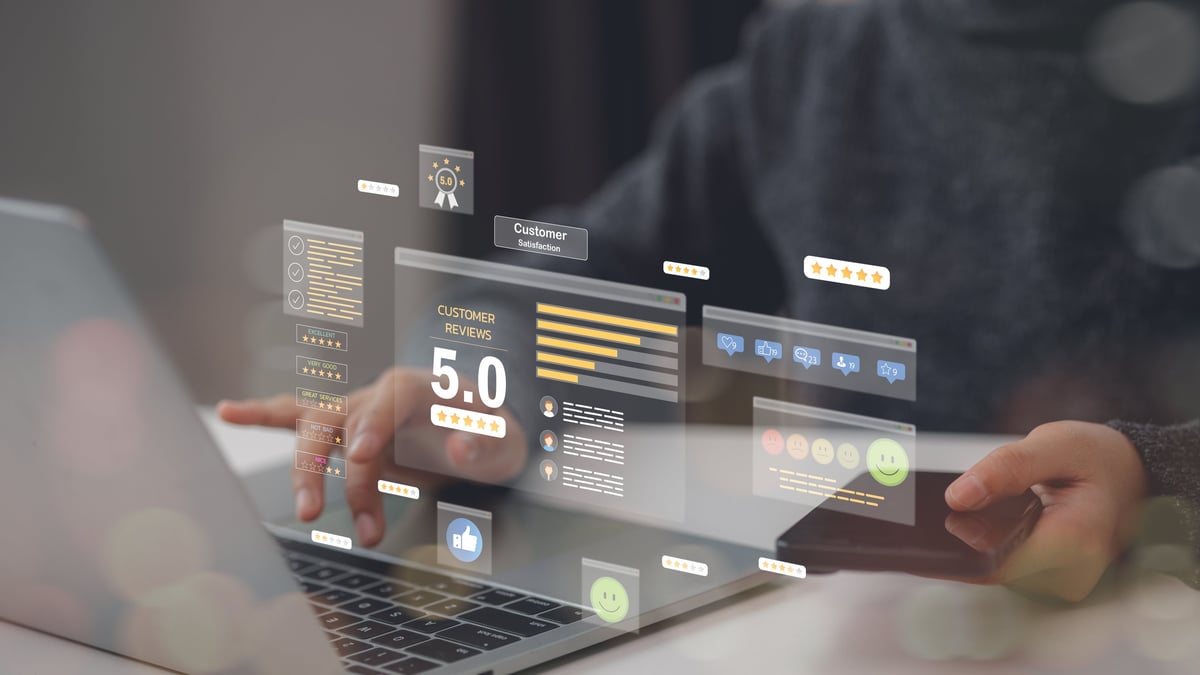 Online customers giving star ratings and feedback