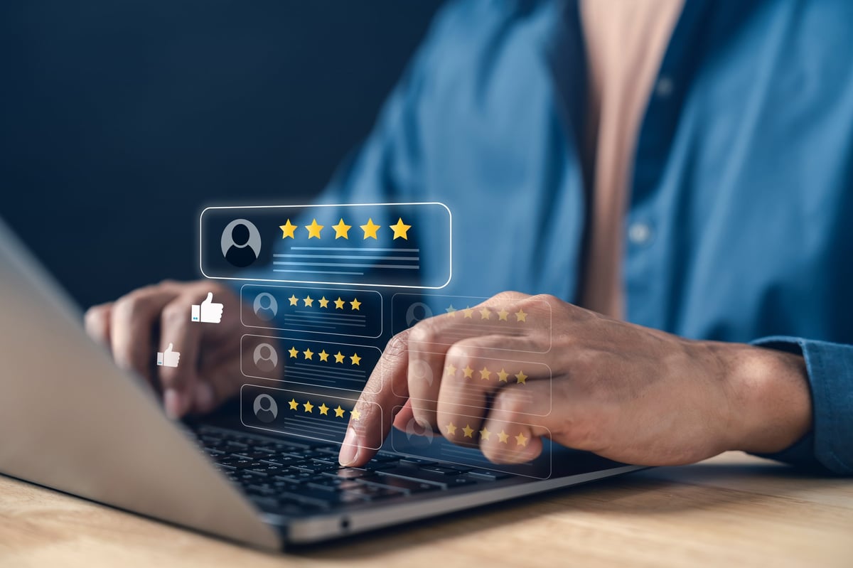 Customer five-star ratings and reputation feedback
